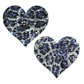 Blue Cheetah Sequin Heart