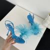 Baldauren Women Sandals High Heels Open Toe Stiletto Feather Buckle Dress Shoes Big Size Party Shoes Sadalias