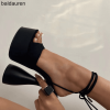 Baldauren Women Sandals High Heels Open Toe Lace Up Ankle Strap Plarform Party Shoes Big Size 42 White Wedding Shoes Pumps