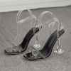 Balduaren New Fashion Sandals Crystal Square Toe Diamond Transparent PVC Rhinestone High Heel Women Sandals Plus Size Shoe