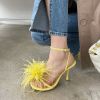 Baldauren Women Sandals High Heels Open Toe Stiletto Feather Buckle Dress Shoes Big Size Party Shoes Sadalias